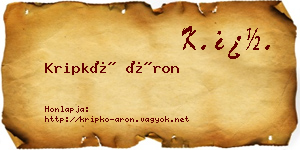 Kripkó Áron névjegykártya